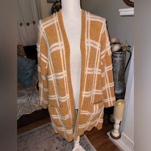 Solitaire by Anthropologie mustard and white stripe cardigan Soft NWT Size M